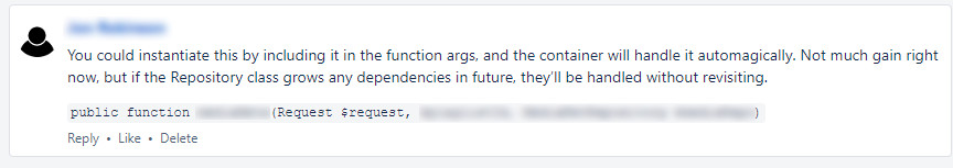 Screenshot of a pull request comment explaining how container resolution can provide future benefit to developers